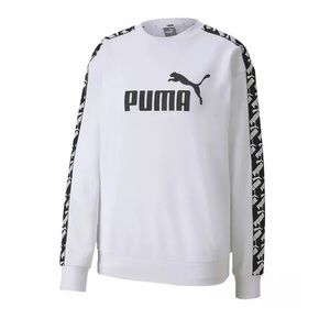 L | White PUMA Mens Amplified Crew Sweater
